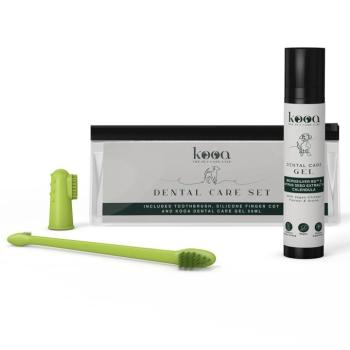 kooa fogápoló szett kutyáknak: Fogkefe, ujjra húzható szilikon fogtisztító, 50ml fogkrém kép