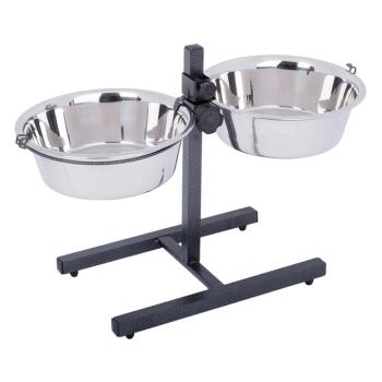 Kutyabár 2 rozsdamentes acél etetőtállal - 2 x 2,8 l, Ø 25 cm, M max. 50 cm kép