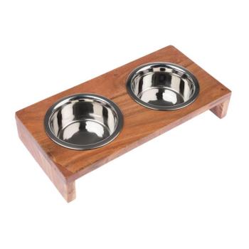 Modern Living Nellore dupla etetőtál faállvánnyal kutyáknak, macskáknak- 2 x 850 ml, Ø 16,5cm kép