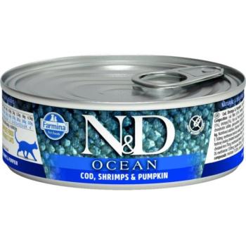 N&D Adult Ocean Cod shrimps and pumpkin tin 80 g kép