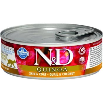 N&D Adult Quinoa Skin & Coat quail & coconut tin 80 g kép