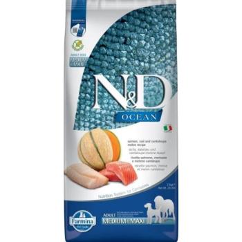 N&D Ocean Adult Medium & Maxi salmon, cod & melon 12 kg kép