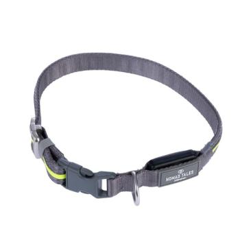 Nomad Tales Spirit USB LED világító nyakörv, neonsárga-szürke S/M kutyáknak