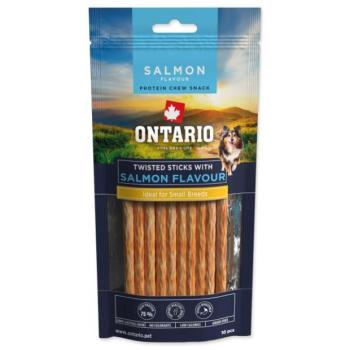 Ontario Protein csemege lazac ízű, rágós csavart rúd 10db 12,7cm kép