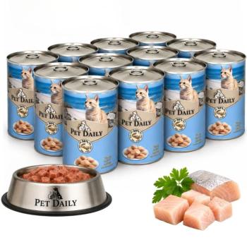 Pet Daily Cat teljes értékű nedves macskaeledel multipack, halas 12x415g kép