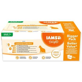 Pocket Iams Delights tengeri és szárazföldi hús zselé gyűjtőcsomagolásban 6120g kép