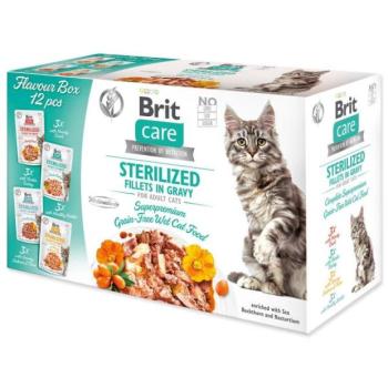 Pouch Brit Care Cat Flavor box Sterilizált filé mártásban Multi 12x85g