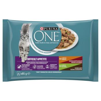 Purina One Difficult Appetite teljes értékű állateledel felnőtt macskák számára 4 x 85 g kép