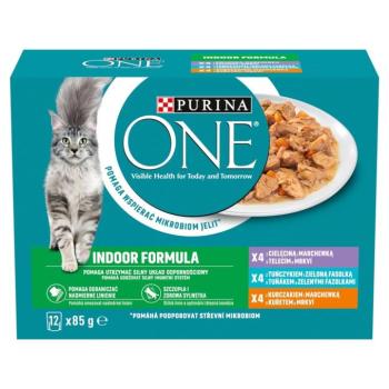 Purina One Indoor Formula csirkével/borjúval/tonhallal nedves macskaeledel 12 x 85 g kép