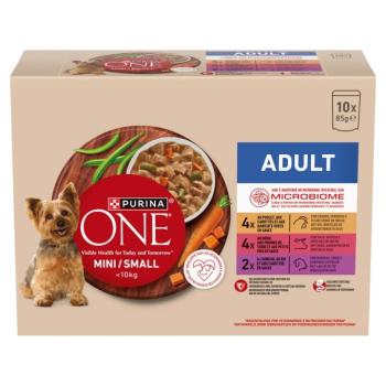 Purina One Mini Adult csirkével/marhával/báránnyal szószban nedves kutyaeledel 10 x 85 g
