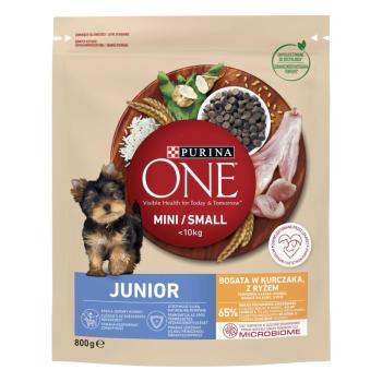 Purina One Junior teljes értékű állateledel kölyökkutyák számára csirkében gazdag, rizzsel 800 g kép