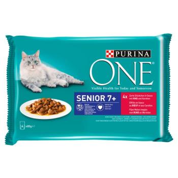 Purina One Senior 7+ teljes értékű állateledel 7 éves és idősebb macskák számára 4 x 85 g kép