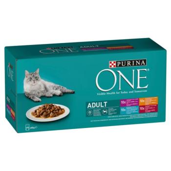 Purina One teljes értékű állateledel felnőtt macskák számára - csirke, marha, bárány, tengeri hal 2 x (40 x 85 g) kép