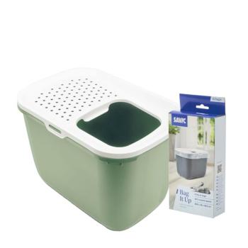 Savic Hop In macska WC Kezdő szett: Füvészkert-zöld/fehér + 6 db Bag it up alomalátét kép