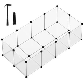 Songmics műanyag kifutó kisállatoknak, fehér, 143x73x46cm kép