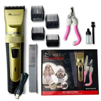Surker SK-910 csendes működésű, akkumulátoros kisállatszőr nyíró készülék - 3-6-9-12 mm cserélhető fejekkel (BBV) (BBL) kép