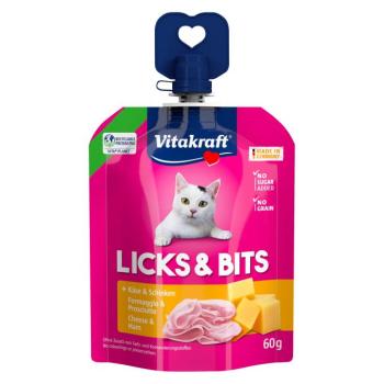 Takarékos csomag: 32x60 g Vitakraft Licks & Bits Sajtos & Sonkás macska snack kép