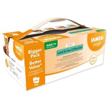 Tasak IAMS Delights tengeri és szárazföldi hús zselés gyűjtőcsomagolásban (48x85g) 4080g kép