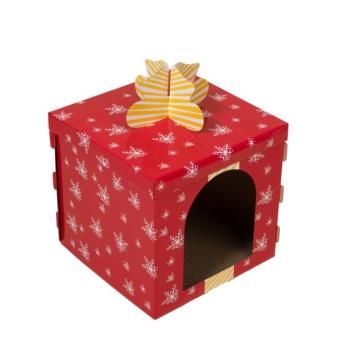 TIAKI piros ajándékdoboz kaparóbútor, H37,5xSz37,5xM50cm, macska kép