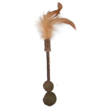 Toy Magic Cat Natural Fun fa természetes tollakkal és zöld golyókkal 18 cm kép