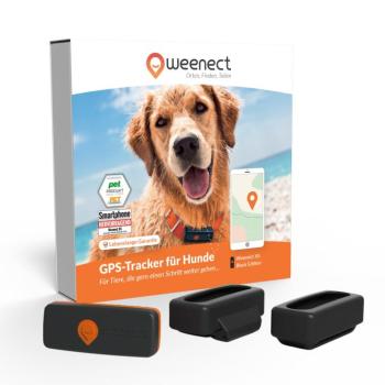 Weenect Pet XS GPS nyomkövető kutyáknak, fekete, univerzális szilikontokkal