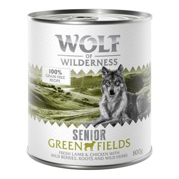 Wolf of Wilderness Senior - Duo-Protein gazdaságos csomag 24 x 800 g - Green Fields - bárány kép