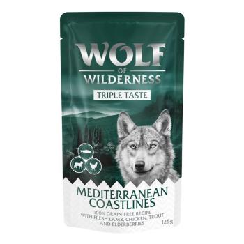Wolf of Wilderness "Triple Taste" gazdaságos csomag 24 x 125 g - 24 x 125 g Mediterranean Coastlines - Bárány, csirke, pisztráng kép
